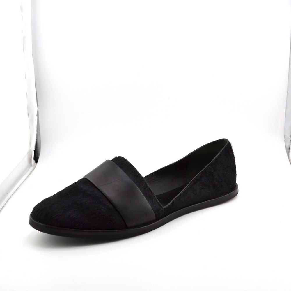 Vince Mason Calf Hair Loafers Women‎ 7M Black Leather Band D'Orsay Flats Womens